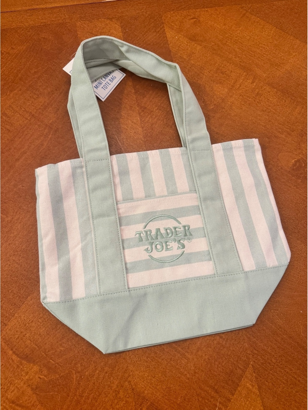 Trader Joe's Mini Tote Bag with Striped Design - Picture 2 of 4